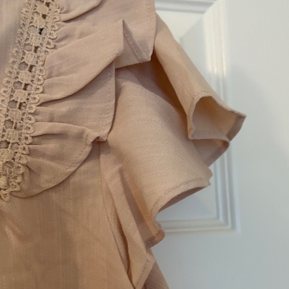 Women's Ruffled Beige Top - Picture 3 of 6